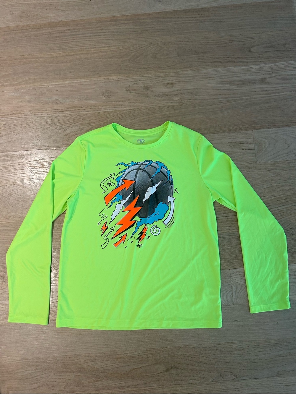 Athletic Works Neon Green Long Sleeve Graphic Shirt